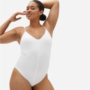 Everlane White Bodysuit Size Medium Supima Stretch Cotton